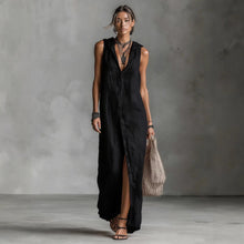 Load image into Gallery viewer, Women's Sleeveless Deep V-Neck Hooded Loose Maxi Dress – 6 Colors XS–3XL