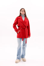 Load image into Gallery viewer, Karina Midi Cashmere Wool Blend Coat In Ruby