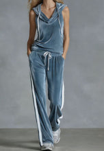 Load image into Gallery viewer, Women's Sleeveless Hooded Velvet Top & Long Pants Set | Casual Sporty 2-Piece in 6 Colors