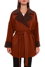 Load image into Gallery viewer, Sandro Cashmere Blend Overcoat in Cinnamon