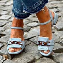 Load image into Gallery viewer, Women's Square Heel Buckle Strap Open Toe Sandals | Casual Summer Suede Sandals