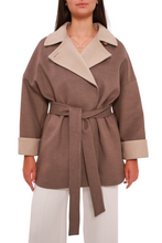 Load image into Gallery viewer, Sandro Cashmere Blend Overcoat in Latte