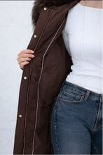 Load image into Gallery viewer, Lauren Genuine Fur Trim Down Fill Coat in Chocolate