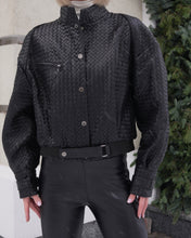 Load image into Gallery viewer, Marlowe Braided Genuine Leather Jacket in Black