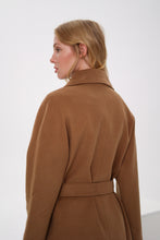 Load image into Gallery viewer, Cambridge Comfort Wraparound Wool Cashmere Coat in Dark Camel