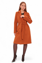 Load image into Gallery viewer, Windsor Classic Wraparound Cashmere Blend Overcoat in Cinnamon