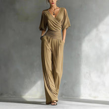 Load image into Gallery viewer, Women's V-Neck Slim Fit Straight Leg Jumpsuit