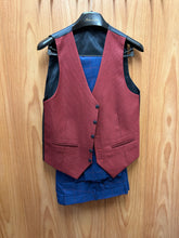 Load image into Gallery viewer, Moda Color Blue/Burgundy Turkish 3-Piece Wool Slim Fit Suit