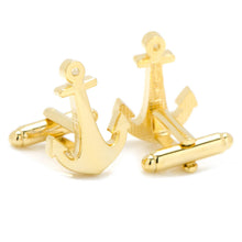 Load image into Gallery viewer, Gold Plated Anchor Cufflinks