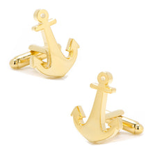 Load image into Gallery viewer, Gold Plated Anchor Cufflinks