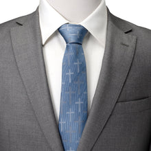 Load image into Gallery viewer, Blue Textured Cross Men's Tie