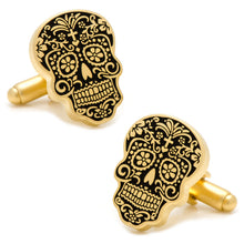 Load image into Gallery viewer, Gold Day of the Dead Cufflinks