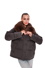 Load image into Gallery viewer, Elisa Genuine Polar Fox Fur Cashmere Effect Down Coat