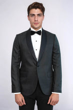 Load image into Gallery viewer, Pentagon Patterned Shawl Lapel Black Men Evening Jacket - Wessi