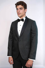Load image into Gallery viewer, Pentagon Patterned Shawl Lapel Black Men Evening Jacket - Wessi