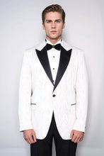 Load image into Gallery viewer, Patterned Shiny White Men Wedding Tuxedo Jacket - Wessi