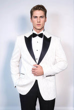 Load image into Gallery viewer, Patterned Shiny White Men Wedding Tuxedo Jacket - Wessi