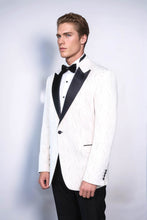 Load image into Gallery viewer, Patterned Shiny White Men Wedding Tuxedo Jacket - Wessi