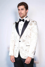 Load image into Gallery viewer, Floral Patterned White Men Tuxedo Blazer - Wessi