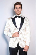 Load image into Gallery viewer, Floral Patterned White Men Tuxedo Blazer - Wessi