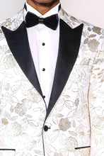Load image into Gallery viewer, Floral Patterned White Men Tuxedo Blazer - Wessi