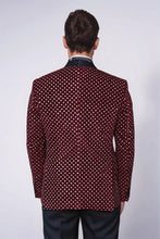 Load image into Gallery viewer, Dot Patterned Slim Fit Burgundy Men Dinner Jacket - Wessi