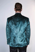 Load image into Gallery viewer, Floral Patterned Velvet Green Men Evening Jacket - Wessi