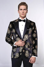 Load image into Gallery viewer, Black Patterned Over Black Men Prom Blazer - Wessi