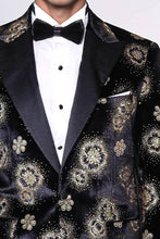 Load image into Gallery viewer, Black Patterned Over Black Men Prom Blazer - Wessi