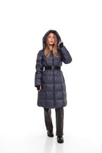 Load image into Gallery viewer, Cyrus Genuine Fur Trim Down Fill Coat in Navy