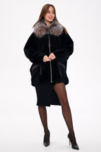 Load image into Gallery viewer, Palermo Genuine Astrakhan Silver Fox Trim Coat