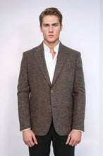 Load image into Gallery viewer, Houndstooth Pattern Wool Brown Men Blazer - Wessi