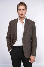 Load image into Gallery viewer, Houndstooth Pattern Wool Brown Men Blazer - Wessi