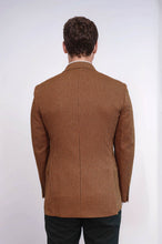 Load image into Gallery viewer, Houndstooth Patterned Tawny Men Double Breasted Blazer - Wessi