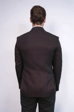 Load image into Gallery viewer, Houndstooth Patterned Burgundy Men Double Breasted Blazer - Wessi