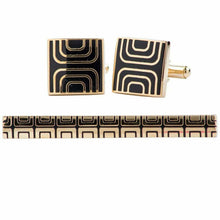 Load image into Gallery viewer, Vittorio Vico Plain Gold Cufflinks & Tie Bar Set