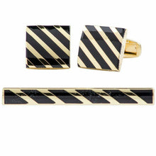 Load image into Gallery viewer, Vittorio Vico Plain Gold Cufflinks & Tie Bar Set
