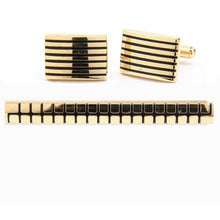 Load image into Gallery viewer, Vittorio Vico Plain Gold Cufflinks & Tie Bar Set
