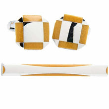 Load image into Gallery viewer, Vittorio Vico Plain Gold Cufflinks & Tie Bar Set