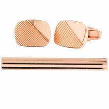 Load image into Gallery viewer, Vittorio Vico Plain Gold Cufflinks & Tie Bar Set