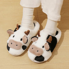 Load image into Gallery viewer, Winter Unisex Cute Cartoon Cow Warm Plush Slippers - # GIAA73610003