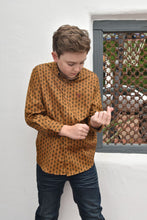 Load image into Gallery viewer, Kid's Cotton Gold Aztec Digital Print Dress Shirt
