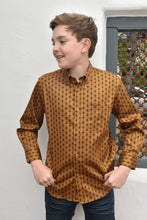 Load image into Gallery viewer, Kid's Cotton Gold Aztec Digital Print Dress Shirt