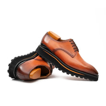 Load image into Gallery viewer, Calf leather business dress derby shoes Brown