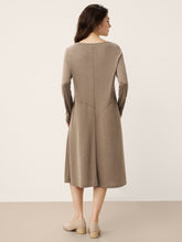 Load image into Gallery viewer, Cashmere Crew Neck Sculpted Seam A-Line Midi Dress HARLOW
