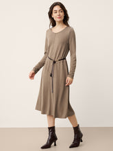 Load image into Gallery viewer, Cashmere Crew Neck Sculpted Seam A-Line Midi Dress HARLOW