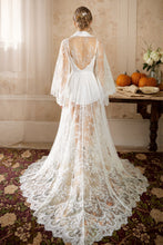Load image into Gallery viewer, Chantilly Floral Lace Long Robe Set with Train - Next Day Shipping
