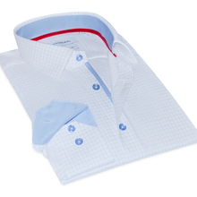 Load image into Gallery viewer, James Button-Up Shirt With Contrast Details // Blue Check // Contemporary Fit (Regular)