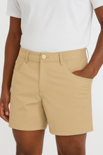 Load image into Gallery viewer, Everyday Stretch Shorts with a Comfortable Built-In Liner- Denim Style- Khaki
