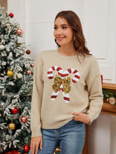 Load image into Gallery viewer, Christmas Candy Cane Sequin Knit Sweater | NCS
